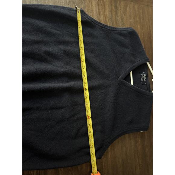 Peter Scott Sweater Vest Mens Size 44 Navy Blue 100% Lambswool V Neck Scotland - Picture 7 of 8